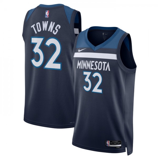 Minnesota Timberwolves Trikot Karl Anthony Towns 32 Nike 2022-23 Icon Edition Navy Swingman - Herren